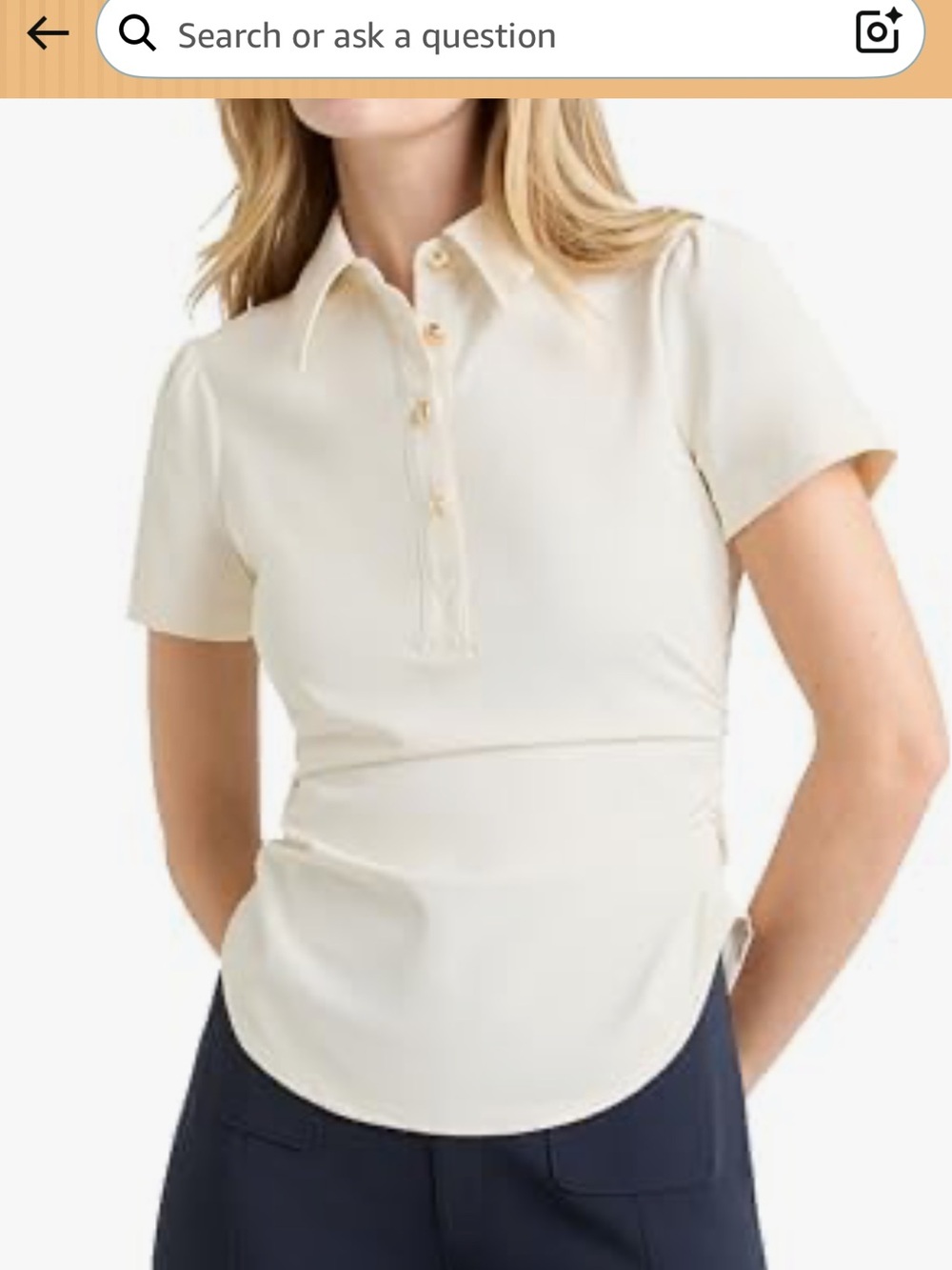 cinq a sept Cream Short-Sleeve Button-Down Polo size XL